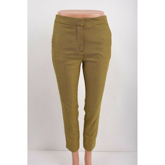 Zara Womens Jogger Pants Yellow Black Houndstooth - Picture 1 of 9